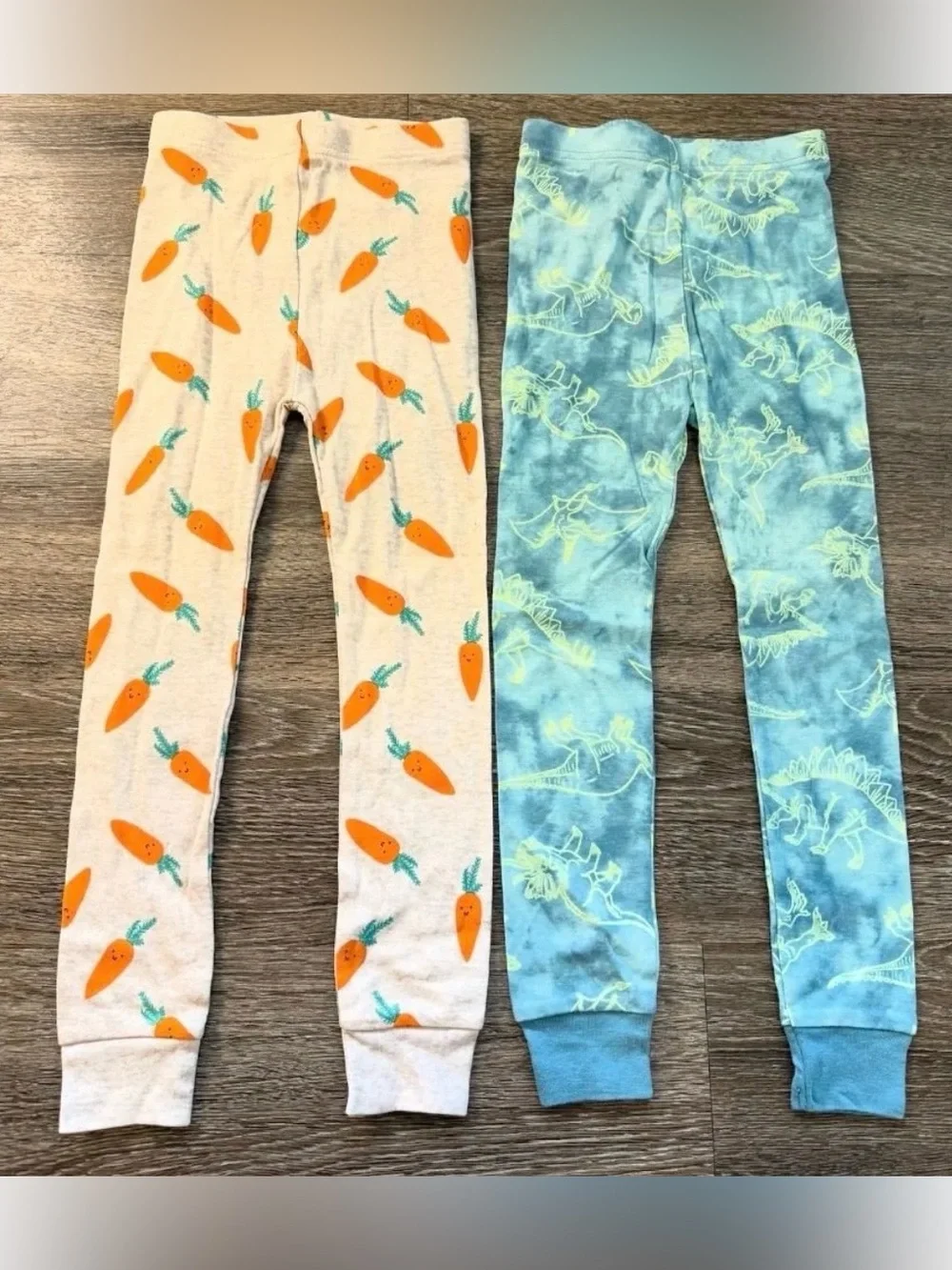 Old Navy 100% Cotton PJ Pants 2-PACK Carrot & Tie Dye Dino